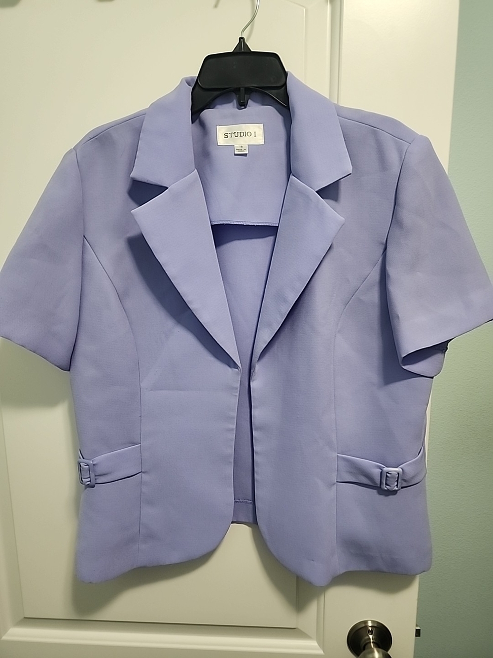 Studio I Lavender Short-Sleeve Open-Front Blazer